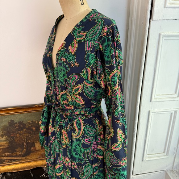 Boden prairie cottagecore blue pink paisley long sleeve corset bodice Maxi Dress - Picture 8 of 15